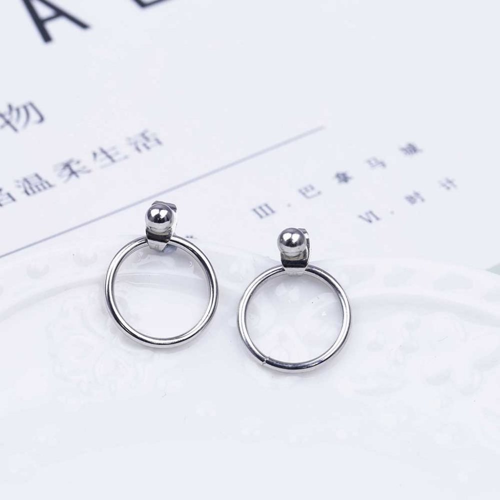 Minimalist Stud Hoop Earrings (Silver) - Picture 4 of 5